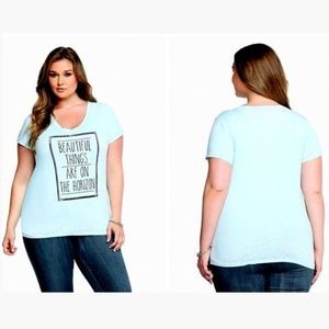 🆕 TORRID 0X 12 Light Blue Beautiful Horizon Burnout Tee Shirt T-Shirt Plus NWT